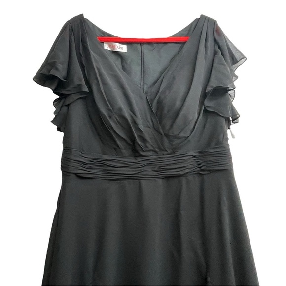 A-line V-Neck Asymmetrical Lace Chiffon Bridesmaid Dress With Pleated Size 18W - Picture 4 of 7